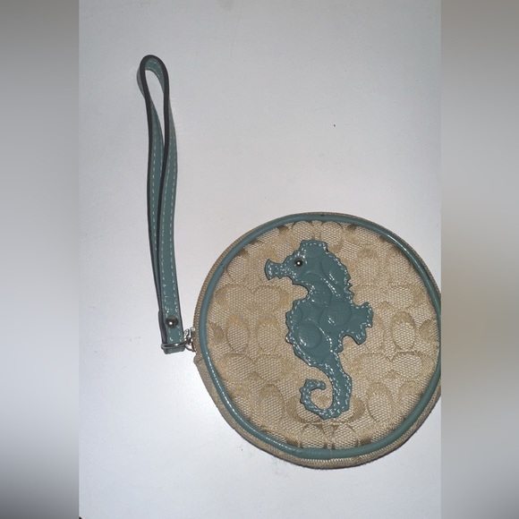 Coach Seahorse Round Wristlet Coin Purse - Picture 1 of 4